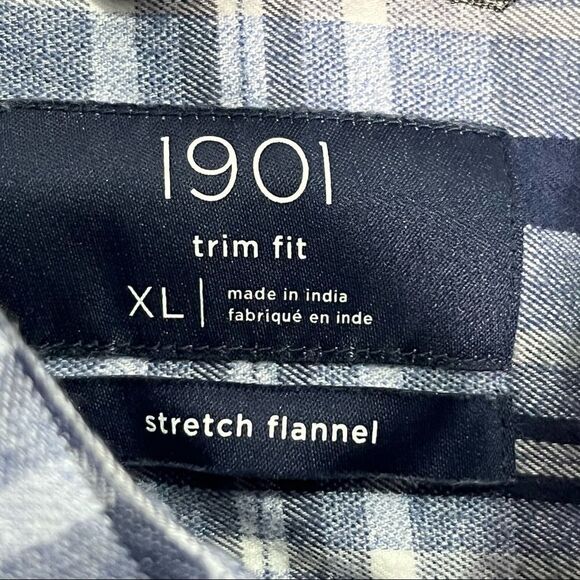 NWT Men’s Nordstrom 1901 Blue Jaspy Navy Plaid Flannel Size XL - Picture 7 of 7